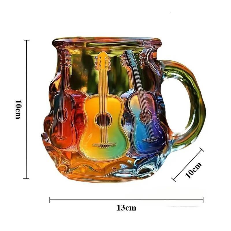 Design Guitar Art Mug Aesthetic Household Beer Hand Painting Cute Mugs Creative Birthday Gift Wedding Decoration high-quality