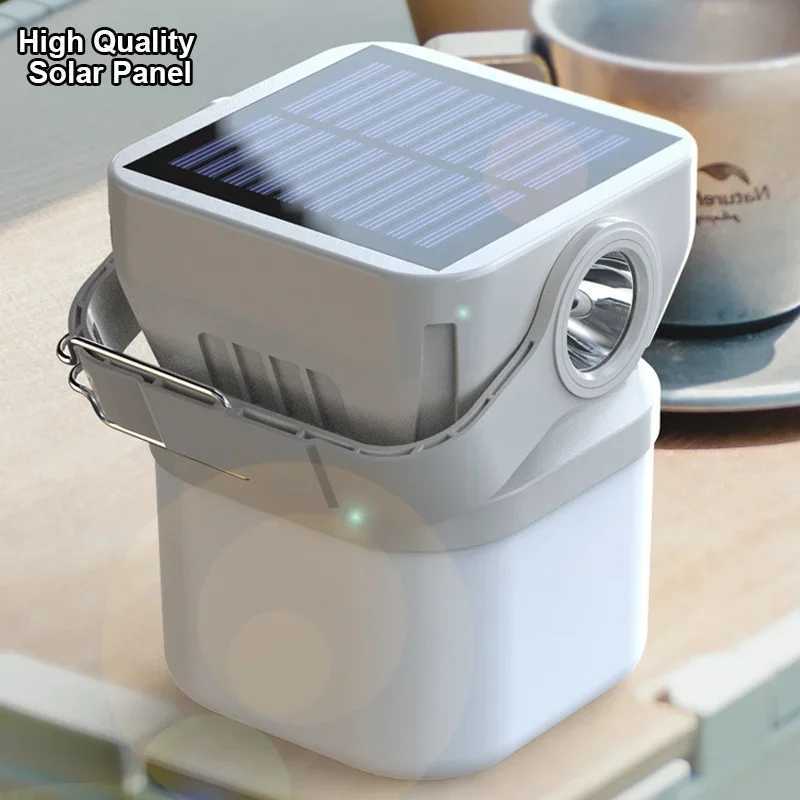 Portable Led Camping Flashlight Rechargeable Led Camping Solar Rechargeable Lantern Waterproof Outdoor Supplies Lightweight Tent C250928