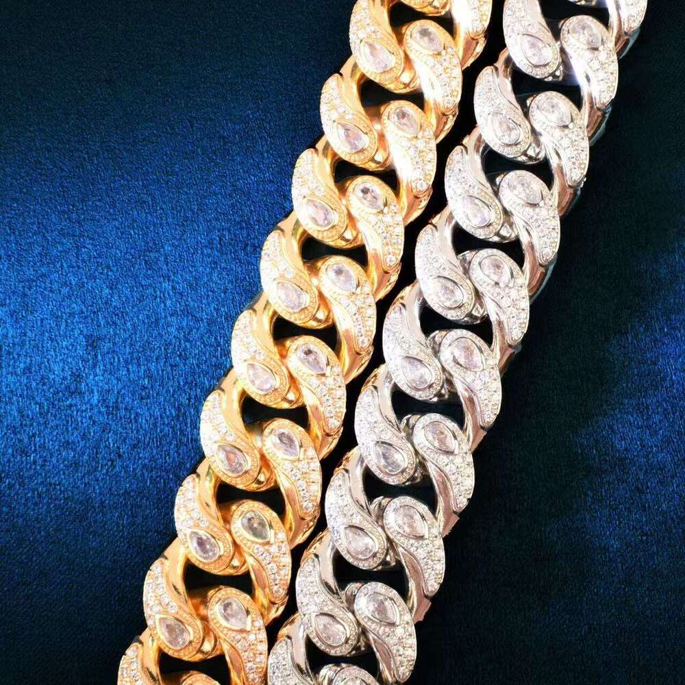 20mm designer jewelry moissanite chain cuban k High Quality VVS Moissanite Dia Chain Silver White Gold Plated Hip-hop chains for men necklace High qua