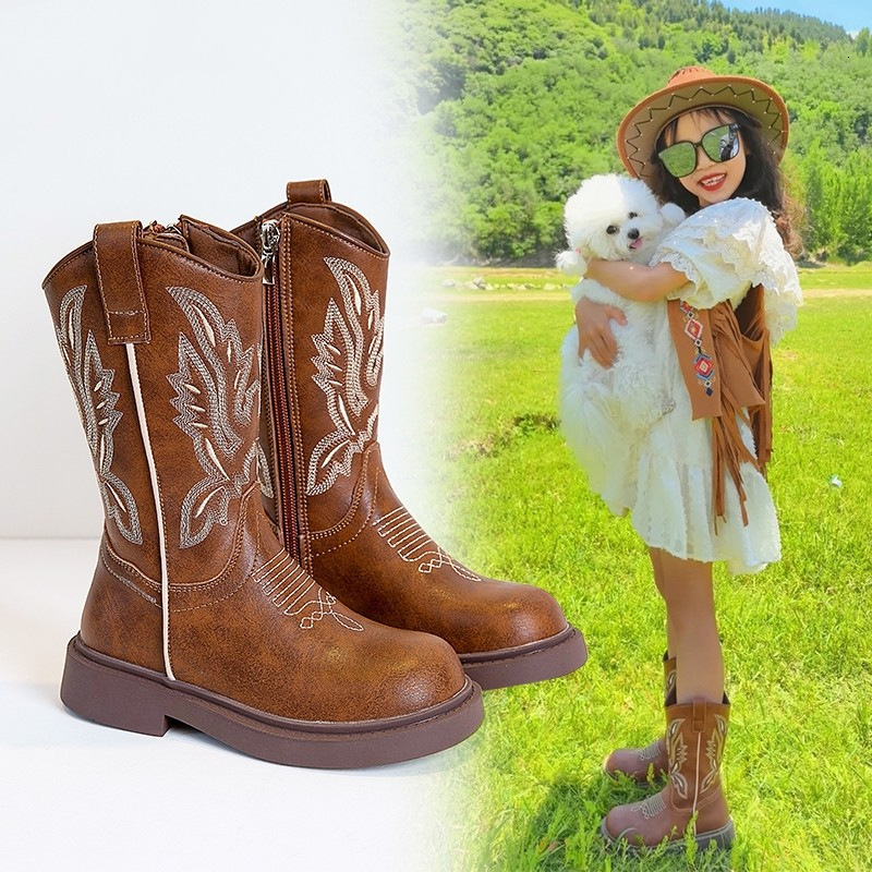 Autumn and Winter New Women's Western Cowboy Boots Multi functional Retro Children's Martin Boots Northwest Wind Grassland Boots Fashion Des
