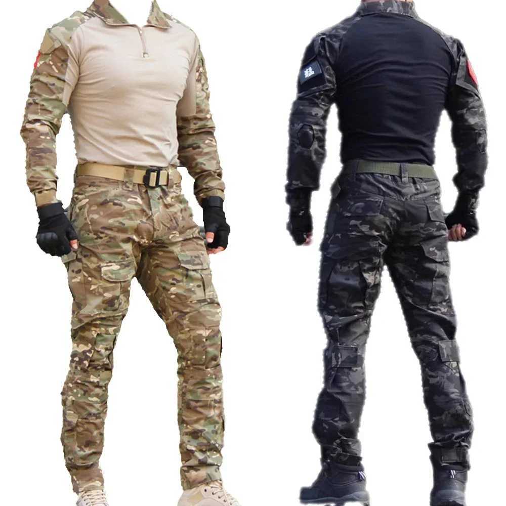 Men Tactical Suits Outdoor Airsoft Paintball Clothing Uniform Shooting Field Combat Shirt Camouflage Shirt Cargo Knee Pads Pants W250928