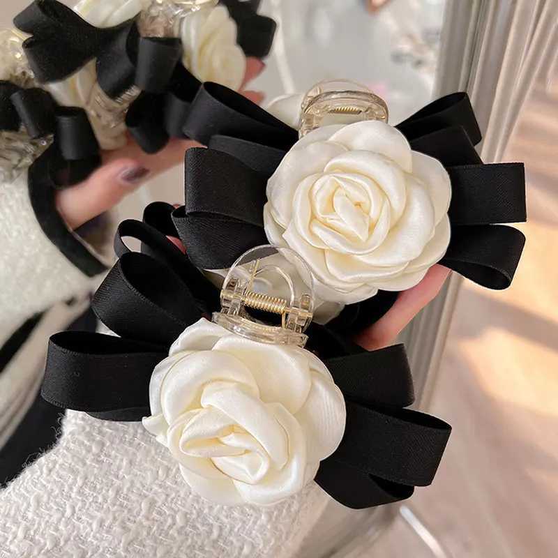 Elegant bow camellia hair clip hair clip highend French hairpin back head shark clip headwear for women W250928