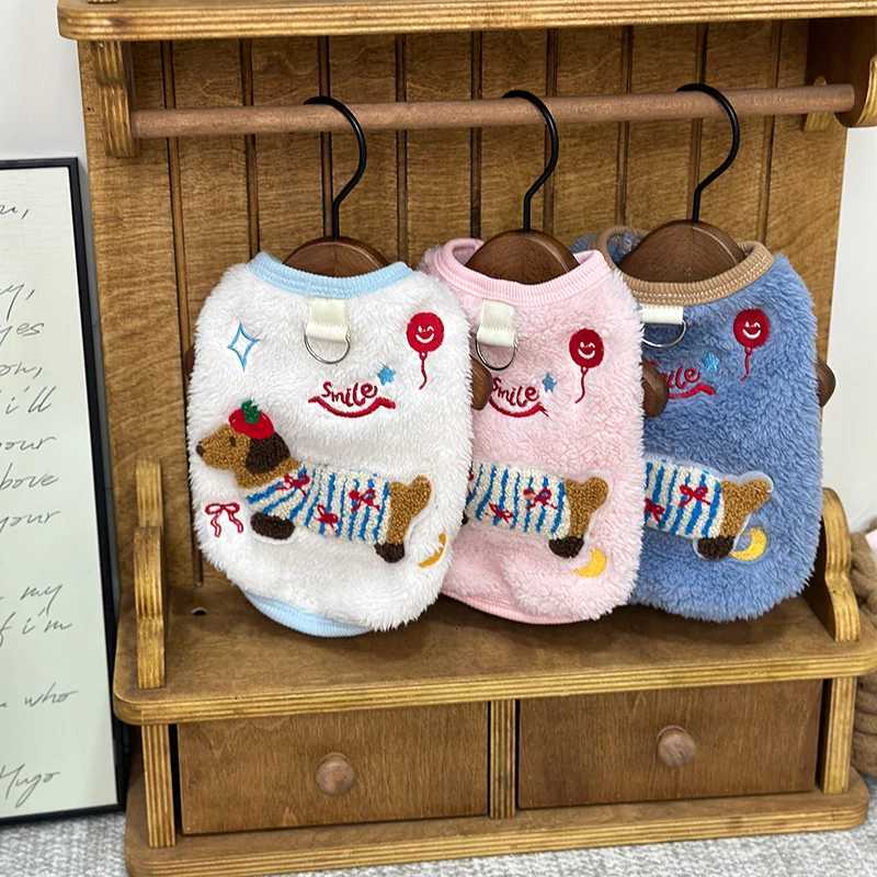 DoubleSided Fleece Dog Clothes FallWinter Collection Teddy Vest Thickened Small Dog Hoodie Pet Dachshund Embroidered Pullover X250928