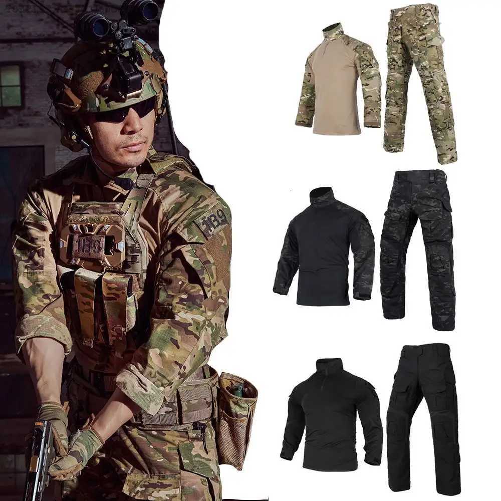 Camo Uniform Tactical Jackes Shirts Pants Combat Knee Pads Airsoft Paintball Men Clothing JACKET Man Hunting Clothes W250928