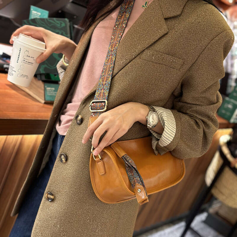 designer bag Luxury bag Trendy Genuine Leather Women's New Large Capacity Top Layer Cowhide Woven Wide Strap Single Shoulder Bag