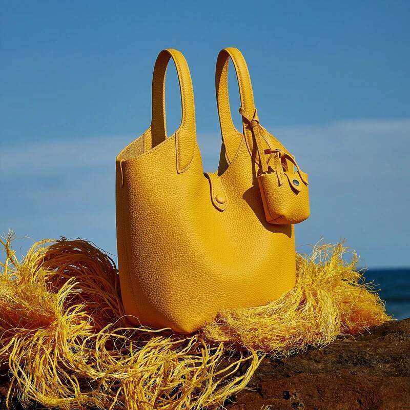 Burminsa Cowhide Genuine Leather Bucket Tote Handbags For Women 2025 Designer Basket Work Ladies Shoulder Crossbody Bags