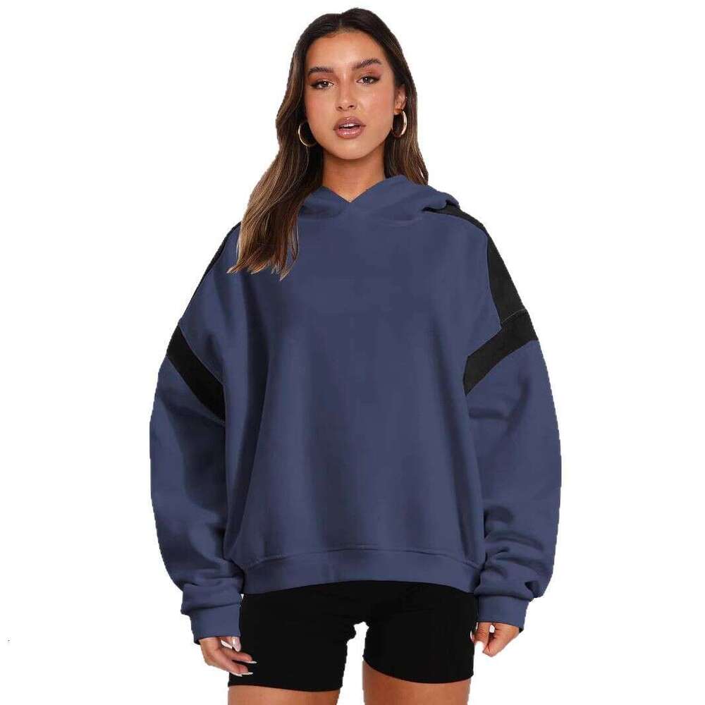 New Early Autumn Color-Block Drop Shoulder Women's Fashion Baseball Jacket Trendy Brand Hoodie Hooded Sweatshirt for Women