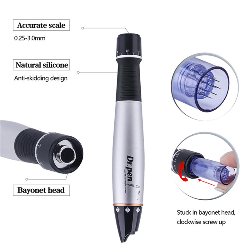 Electric Drpen Plug In Ultima A1-C Derma Pen Beauty Machine Skin Care Tool Tattoo Micro Needling Wired Professional Dermapen System Microneedle Roller