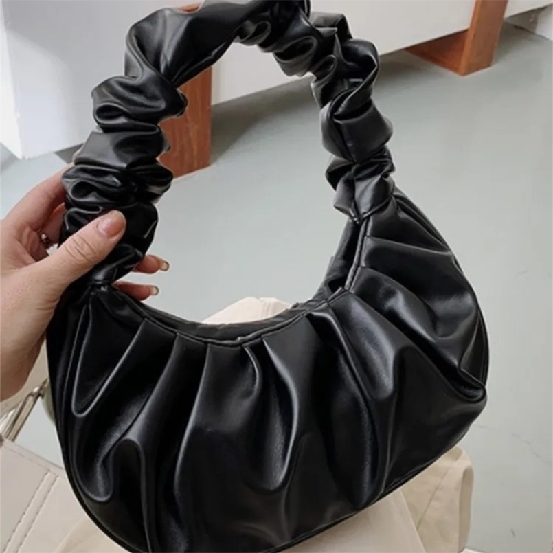 Fashion Pleated Handlebags for Women PU Cloud Bags Leisure Armpit Bag Shopping Shoulder Dumpling Handbag Female Hand 240815ZYl
