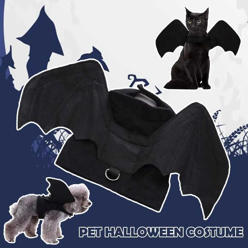 1Pcs Halloween Cute Pet Clothes Black Bat Wings Harness Costume Cosplay Cat Dog Halloween Party for Pet Supplies X250928
