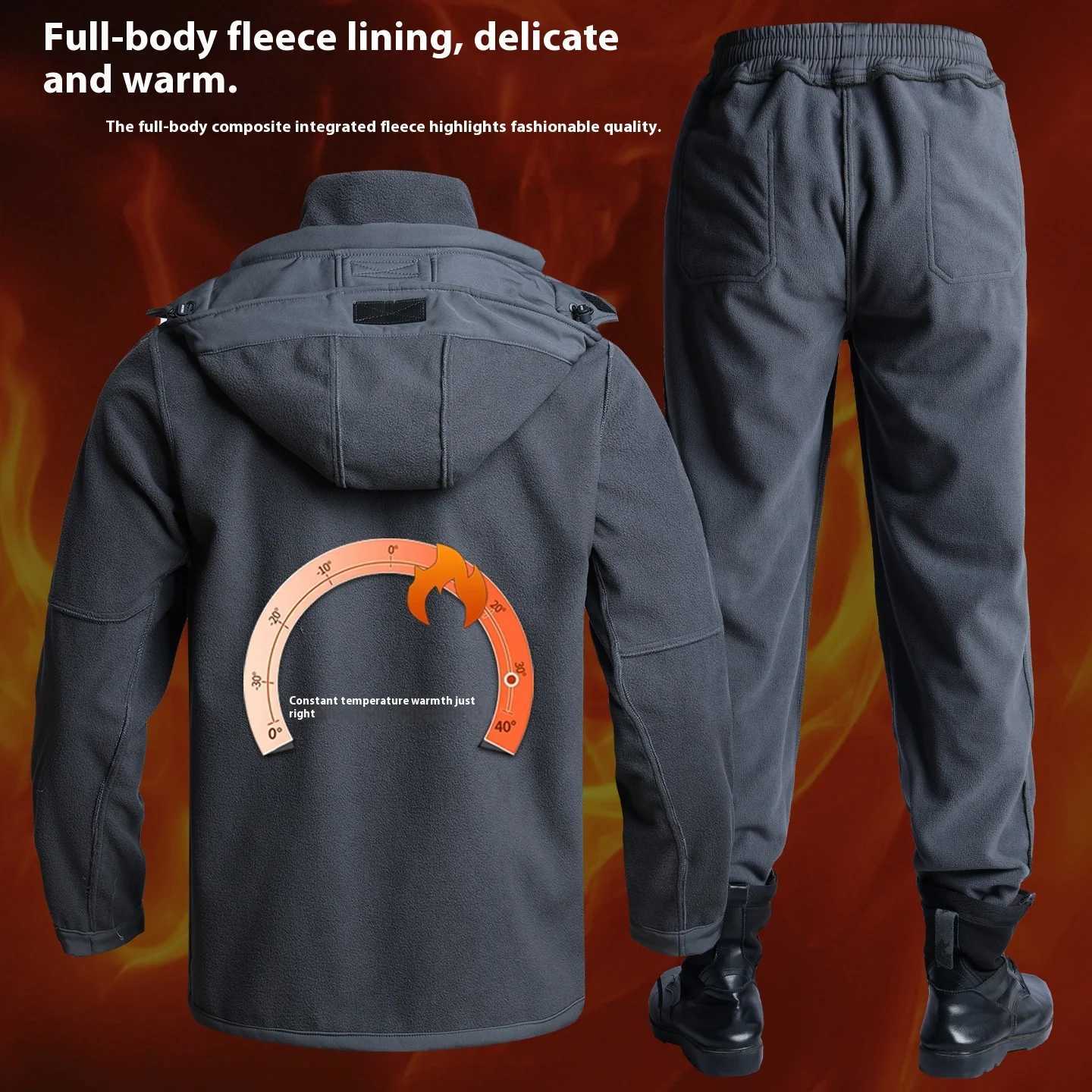 Mens Tactical Soft Shell Jacket Pants Set Waterproof Windproof Winter Fleece Lined Work Suit Outdoor Sports W250928