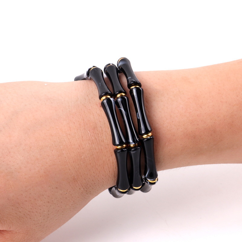 Supermodel Trend Bamboo Tube Bead Womens Fashion Colorful Bead Elastic Bracelet Acrylic Bracelet 250418