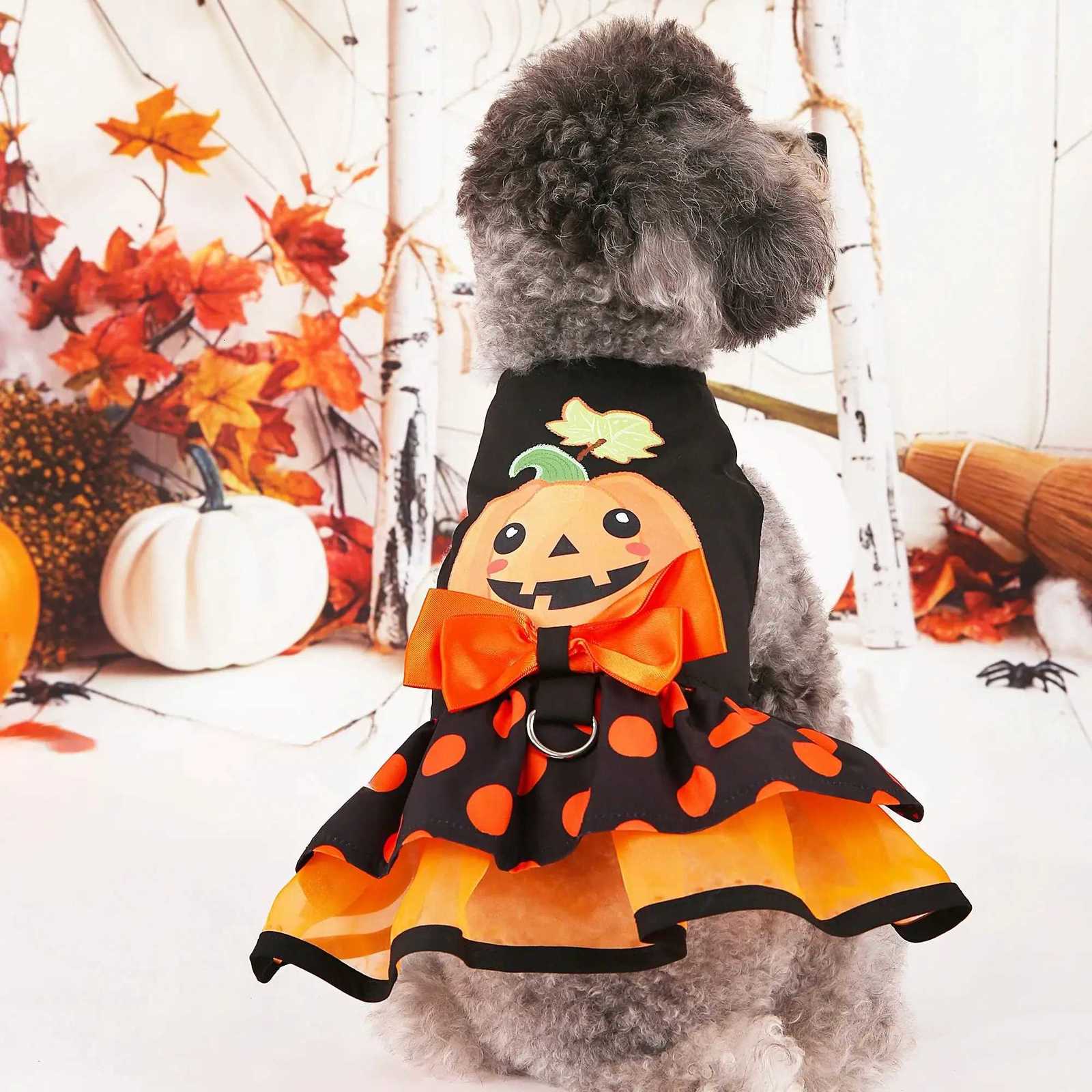 Dog Dresses Pumpkin Pattern Printed Orange Dog Bow Cute Pet Dress for Halloween Party Dress Teddy Chihuahua Clothes X250928