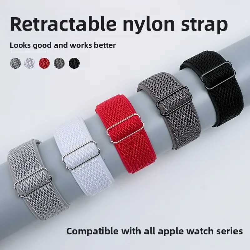 Nylon Band for Apple Watch Straps 44mm 45mm 40 41mm 38 42mm 46mm Elastic Bracelet iWatch series 11 10 8 7 9 6 5 Se Ultra2 3 49mm W250928