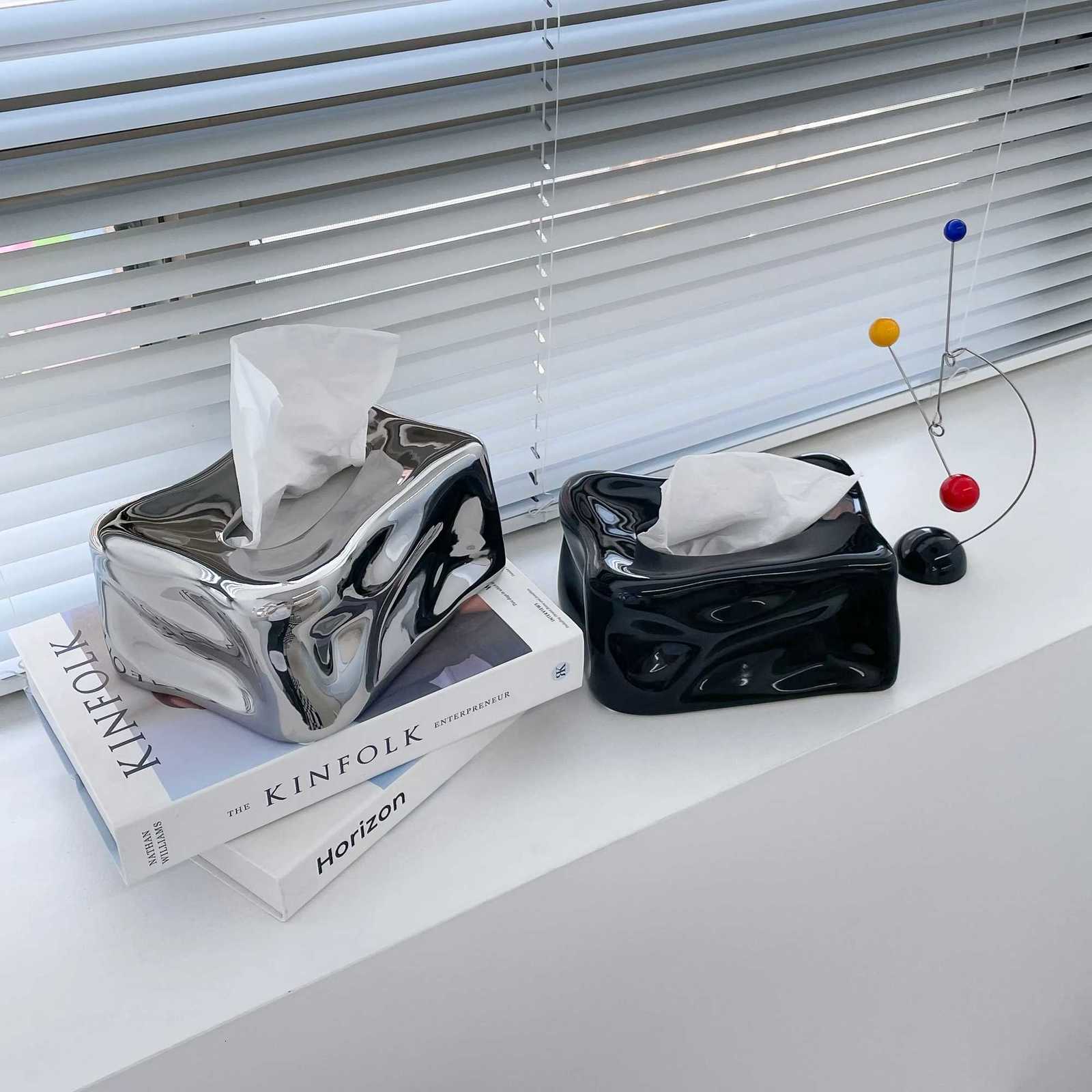 Irregular Tissue Box Ceramic Glacier Napkin Holder Tissue Case Korean Room Decor Modern Ceramics Table Tissue Box Holder X251011