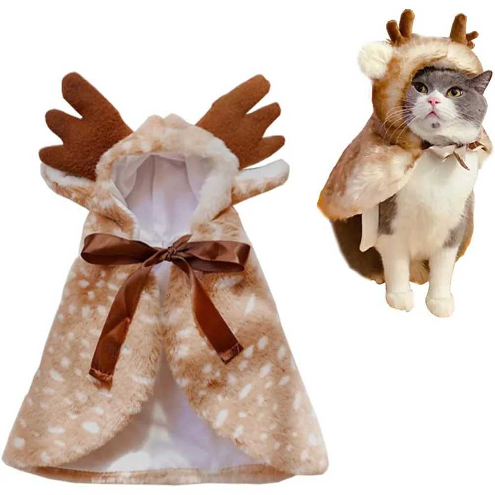 Christmas Pet Clothes Dog Elk Cloak Xmas Pet Costume Brown Deer Cat Clothes Winter Warm Puppy Cape for Cats Small Medium Dogs X250928