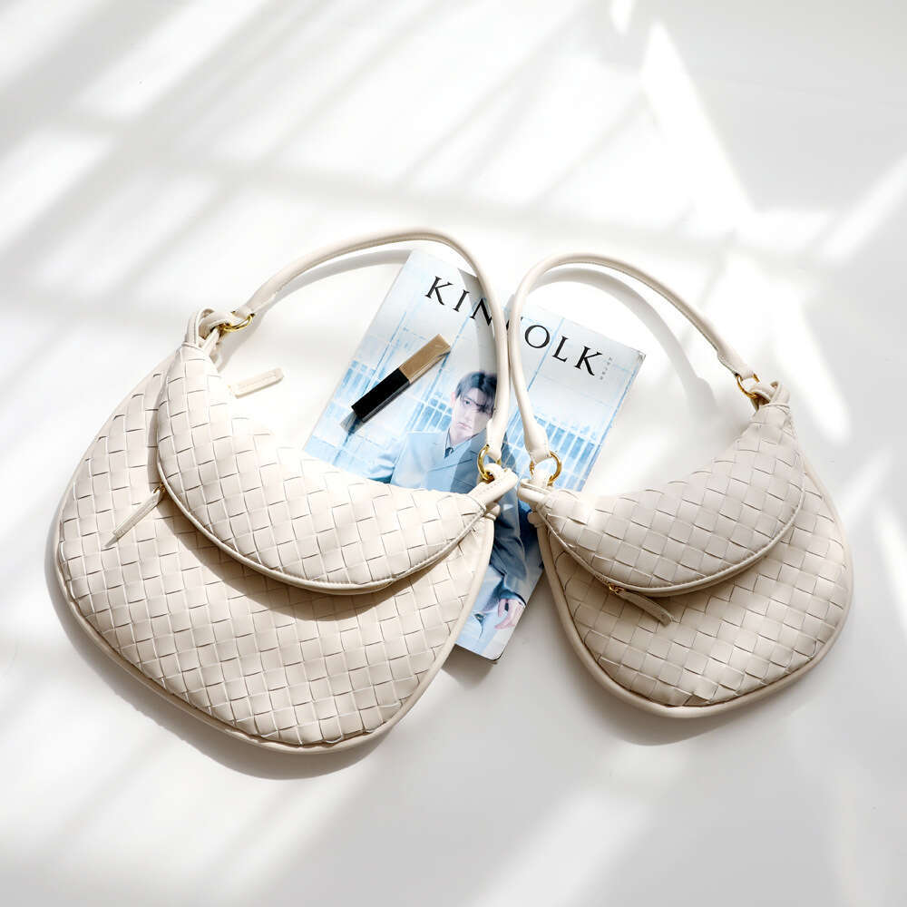 designer bag Luxury bag New High-End Cowhide Woven Double Crescent Dumpling French Underarm Bag for Women