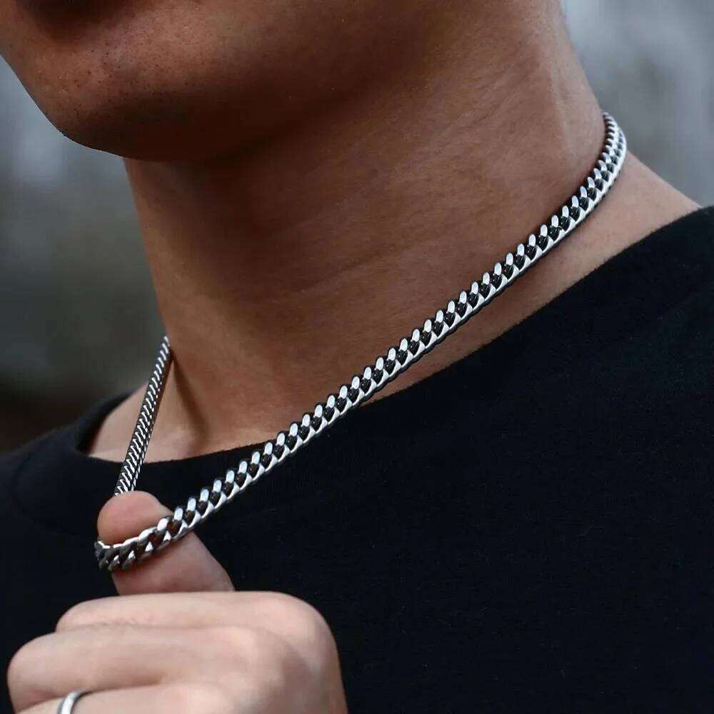 Width 5/7/9MM Hiphop Cuban Link Stainless Steel Chains Necklace for Men Basic Simple Rapper's Choker Fashion Jewelry Accessories