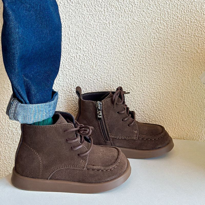 Korean retro children's Martin boots, British boys' leather boots, girls' single boots, autumn and winter new baby short boots, fashion