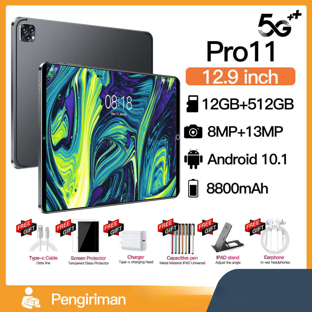 10inch Original Pad pro11 Tablets Android 14 Tab 22GB+2TB Global Version 5G Dual SIM 8800mAh WiFi Tablet PC kids With keyboard