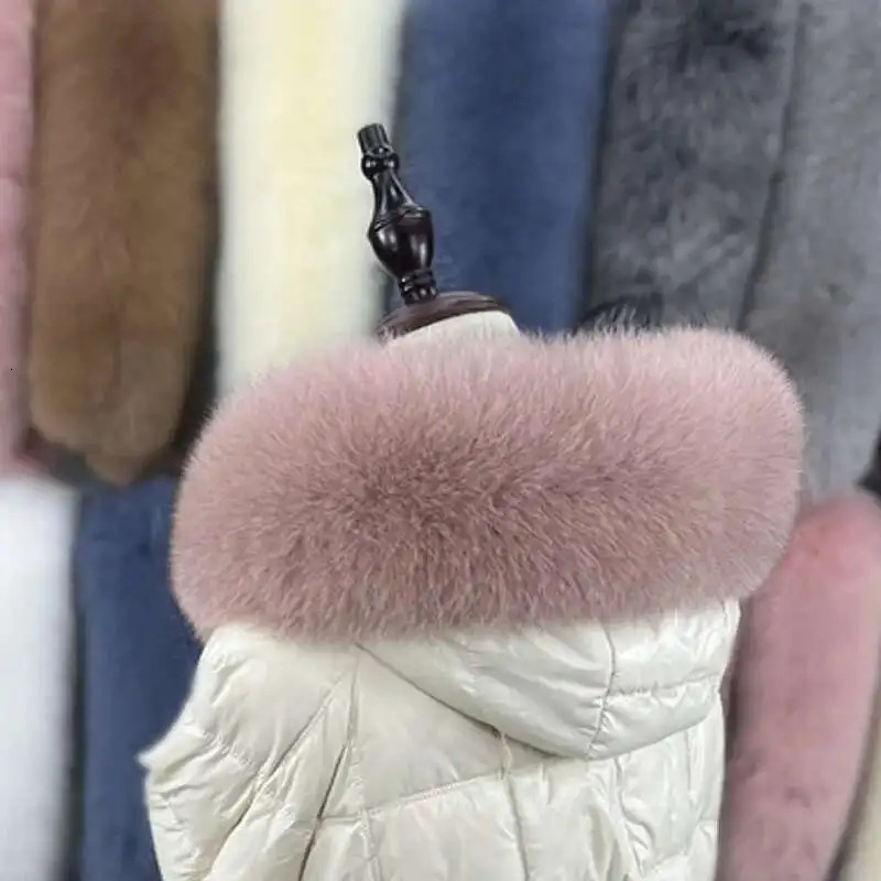Super Large Real Fox Fur Collar For Coat Hood Decor Winter Warm Fur Scarf For Women Coat Jacket Fur Shawl 1820cm Width 250928
