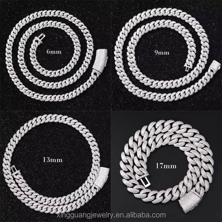 6mm 9mm 13mm Cuban Link Chain S925 Silver Vvs Moissanite Cuban Chain Pass Diamond Tester GRA Certificate Hip Hop