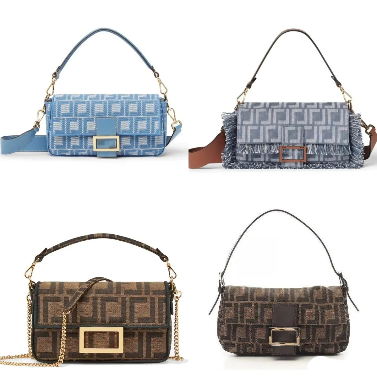 FF Dinner Party bag armpit mini half moon bag Luxury handbag Leather tote women men Designer bags purse Vintage loop crossbody Clutch cleo bags