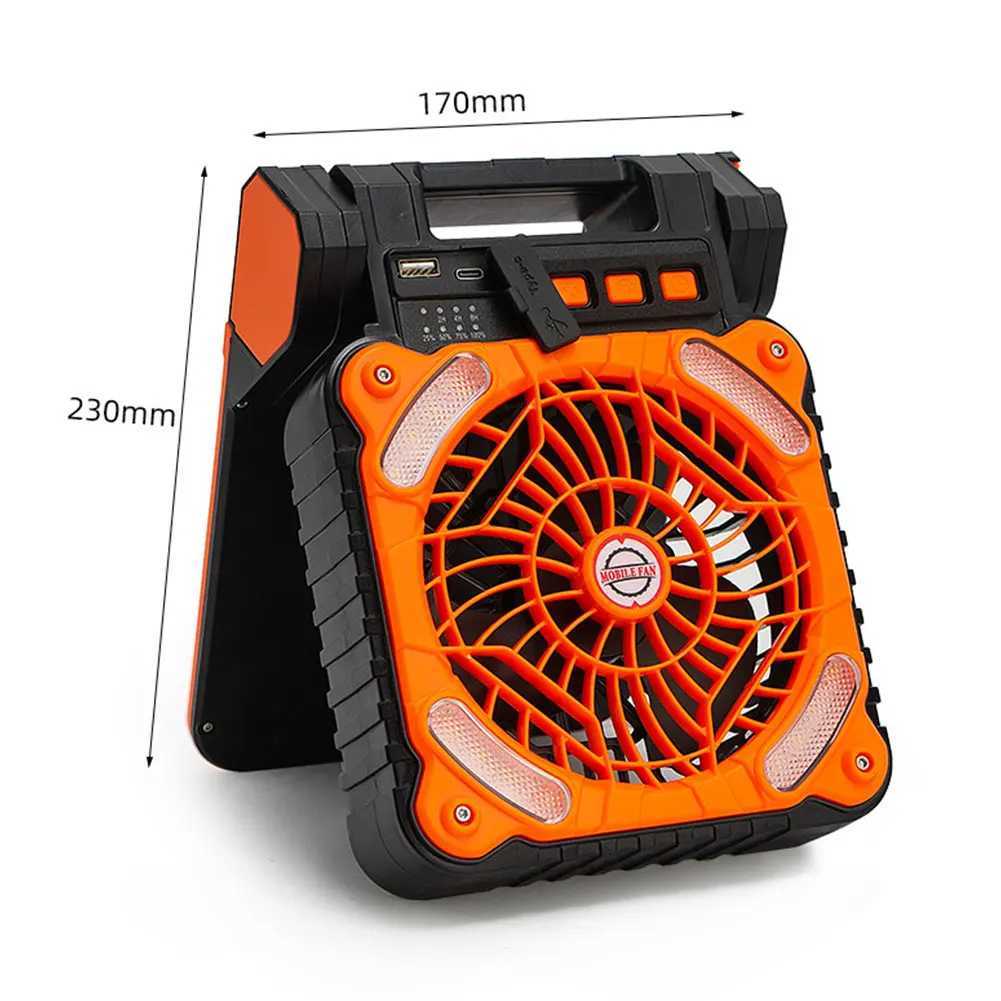 Solar Outdoor Camping Fan with LED Light 5200mAh Solar Portable Electric Fan 4 Wind Speeds Solar Cordless Tent Fan for Emergency C250928