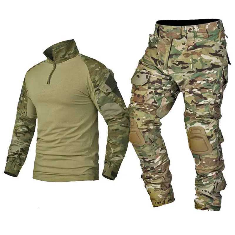 Softair Paintball Work Clothing Uniform Tactical Combat Suits Camouflage Shirts Cargo Knee Pads Hunting Pants men Clothing W250928