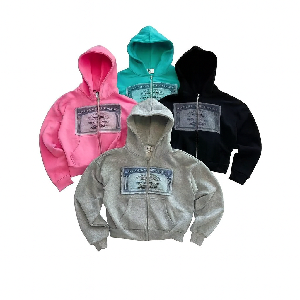 Unisex Zip Up Hoodie Y2K Harajuku Streetwear Oversized Graphic/Embroidery Patch Fleece Full-Zip Hooded Sweatshirt for Men and Women