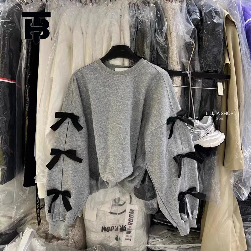 TB BHULAMTE Free Shipping New Designer Clothing South Korea 2025 Autumn Design Sense Fashionable Loose Multi-functional Bow Round Neck Long Sleeved Wo