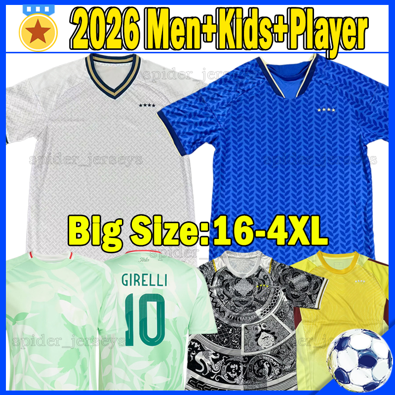 XXXL 4XL 25 26 ItalyS national football team Soccer Jerseys RETEGUI BARELLA FRATTESI PELLEGRINI 2026 Italia Women's Shirts GIRELLI Player Version Men Kids kits sets