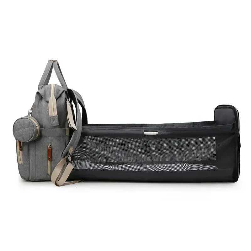 Mummy Backpack With Foldable Crib Soft Mattress Multifunctional Mommy Bags Baby Bottle Insulation Storage Bags Diaper OrganizerXJ250928