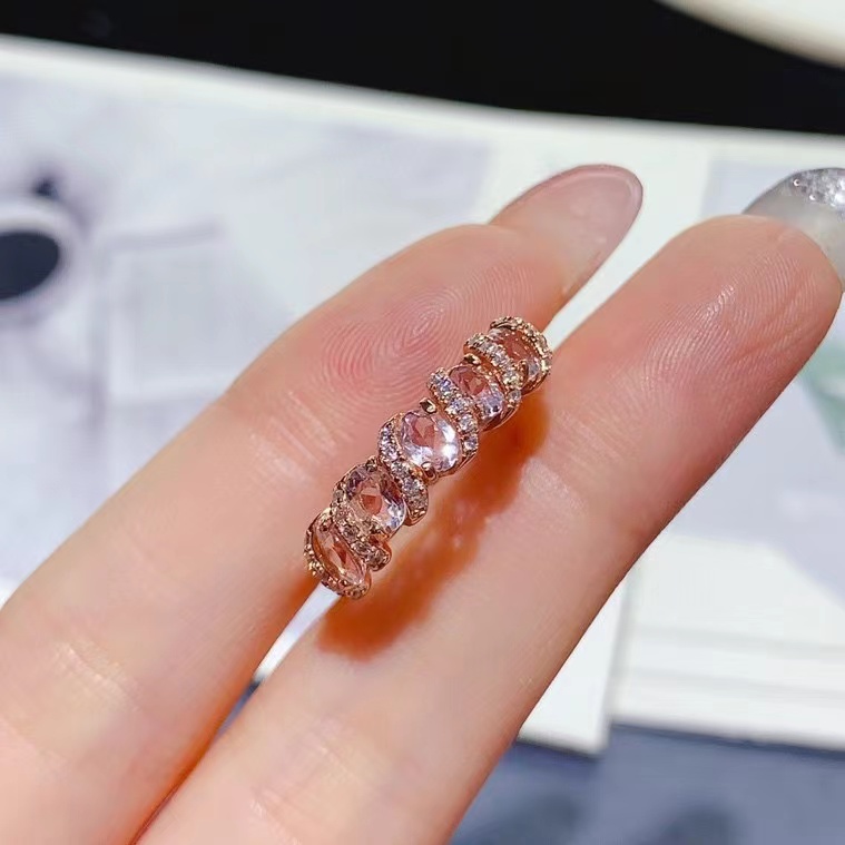 Natural Morganite ring real 925 silver Morganite jewelry with certificate 3mm*4mm total 0.6ct 925 silver jewelry gift for girlfriend