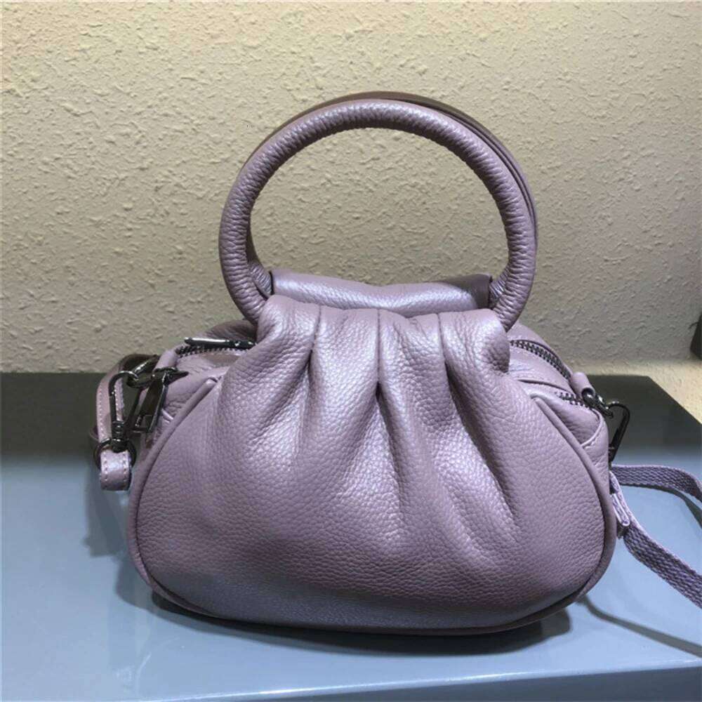 Ruched Design Cowhide Leather Shoulder Bags For Women Handbags 100% Real Skin Hobo Crossbody Bag Small Mother Purse 250912 Suotong0912 250912 Suotong2