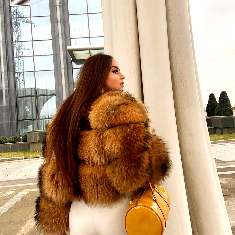 2025 Super Hot Winter Women Luxury Thick Real Raccoon Coat Natural Fox Fur Jacket Plus Size Jackets Female Vestfaux fur coat women