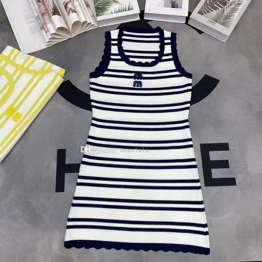 Womens Tanks Camis Sweet Temperament Lace Patchwork Knitted Vest Dress For Women Summer New Round Neck Slim Fit Striped Versatile Dresses