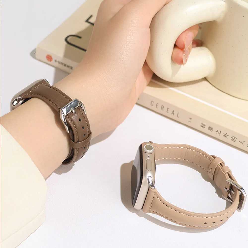 Slim Leather Strap For Apple Watch Band 41mm 40mm 38mm 49mm 46mm 42mm 44mm Bracelet loop apple watch 8 45mm 10 46mm 97se34 6 W250928