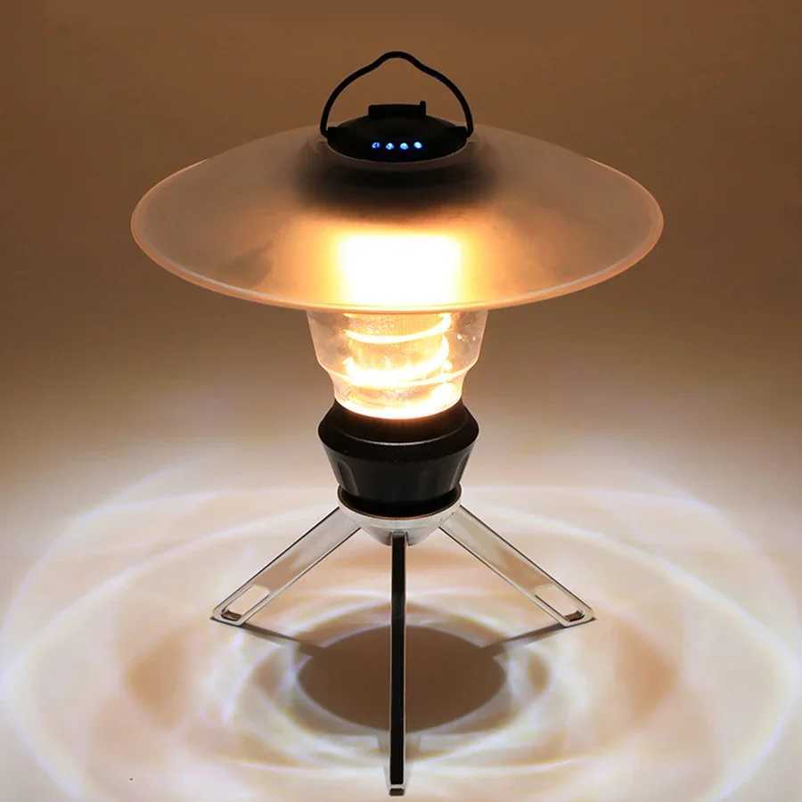 Camping Lantern with Tripod Dimmable Rechargeable LED Camping Tent Light Portable Small Camping Lamp Warm Light Tent Lantern C250928