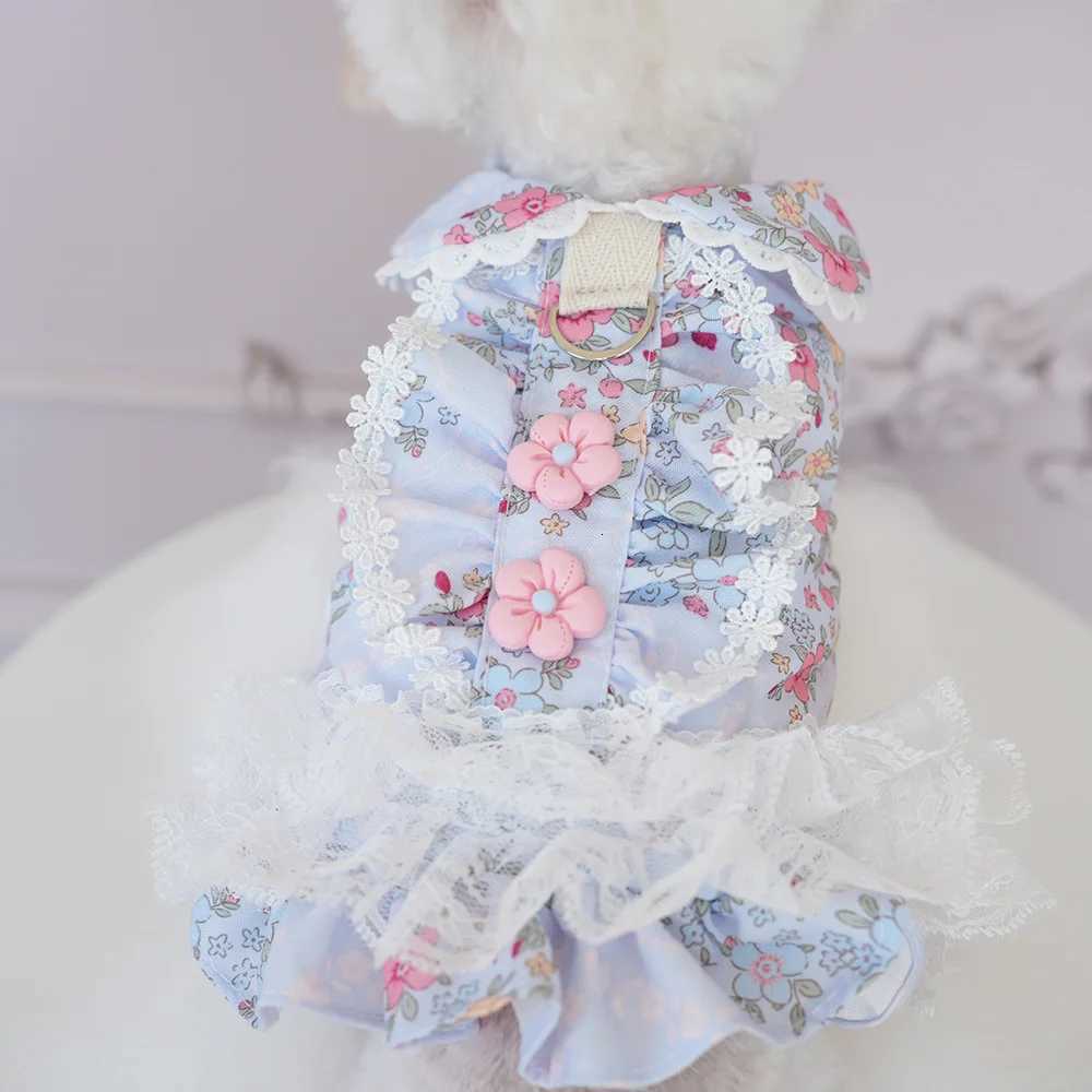 Pet AutumnWinter Floral Dress Plush Lace Cute Pet Coat Cat Teddy Schnauzer Coat Dog Dresses for Small Dogs Puppy X250928