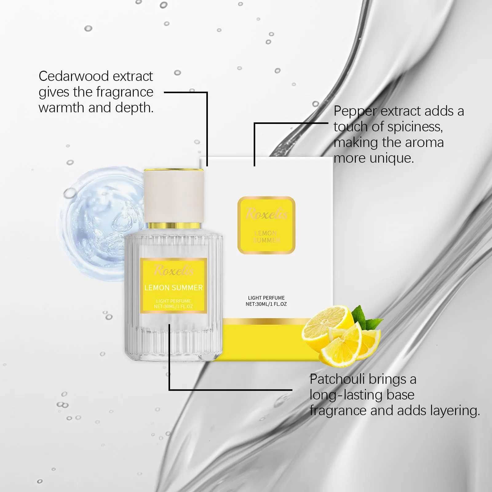 Roxelis 30ml Lemon Dating Perfume spray Summer Lasting Scent Elegant Glamour Lady Gifts Light Fragrance Charming Perfume M250928