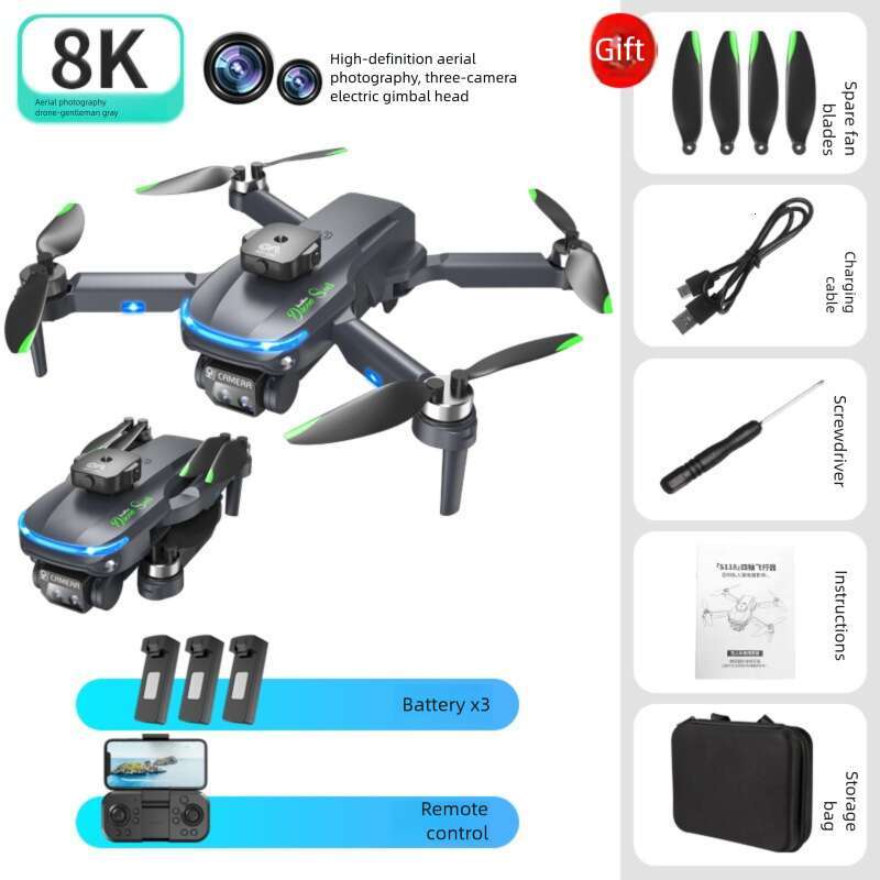 S HD Aerial Photography Brushless Drone Folding Quadcopter Optical Flow Obstacle Avoidance Remote Control Aircraft Toy