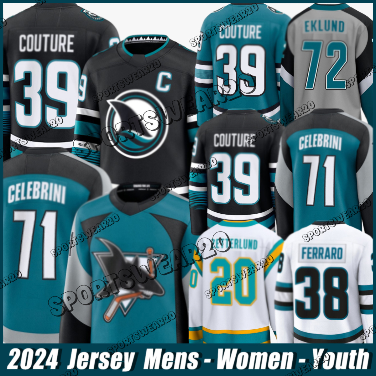 71 Macklin Celebrini sj hockey jersey sharks jersey Mikael Granlund Logan Couture William Eklund Fabian Zetterlund Mackenzie Blackwood Tyler Toffoli jerseys
