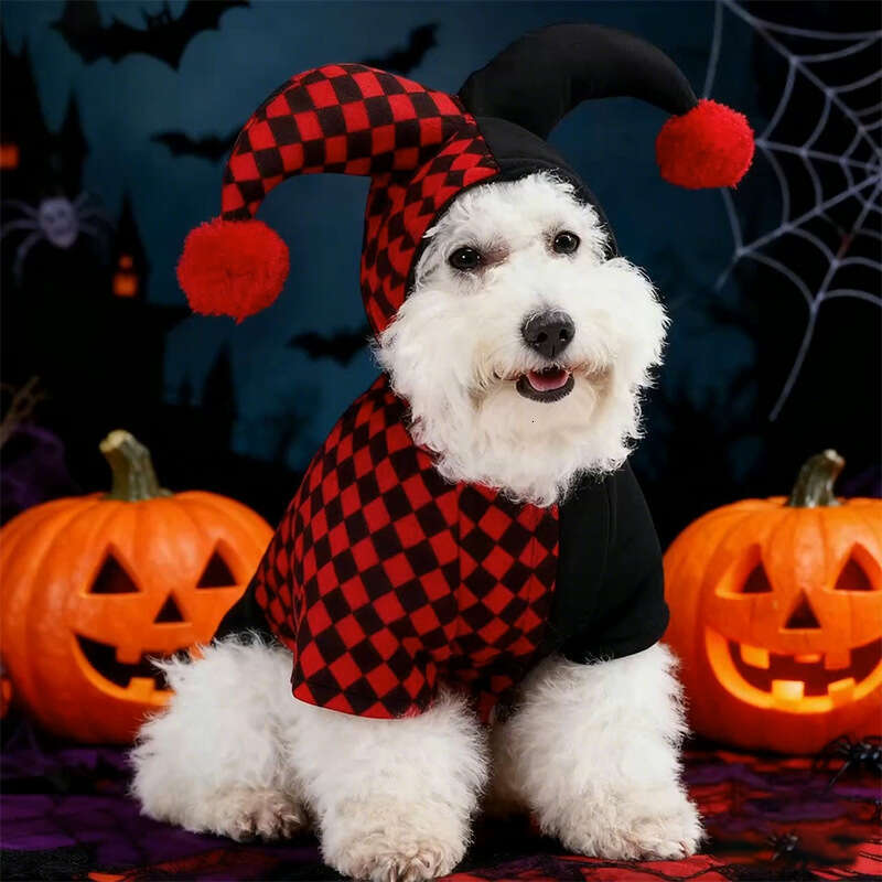 Clothes Clown Transformation Costume Pet Halloween Coat with Hat Party Outfit