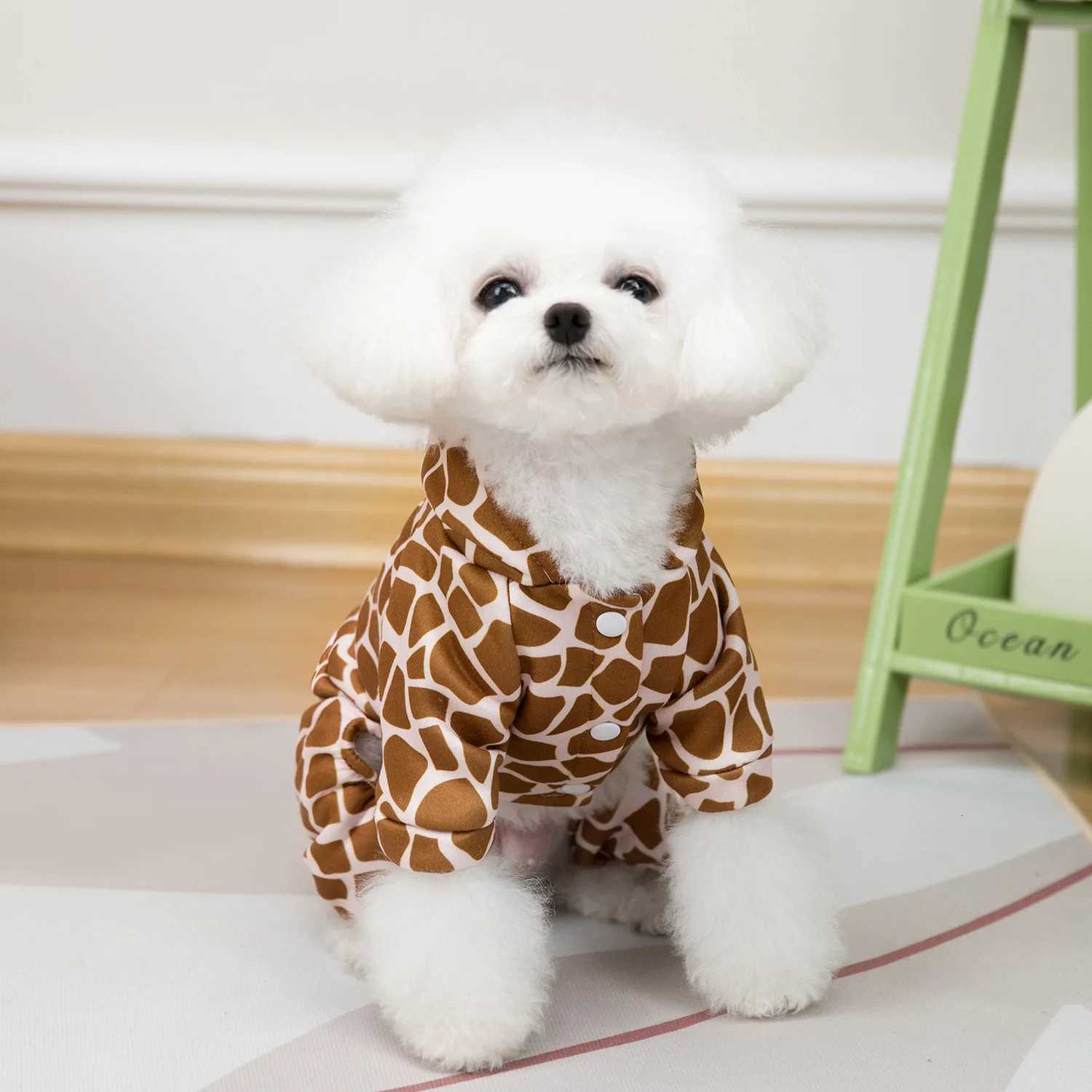 Leopard Print Pet Puppy Dog Fourlegged With Hoodie Clothes Small Dog spring and Winter Warm dog cat pet Clothes X250928