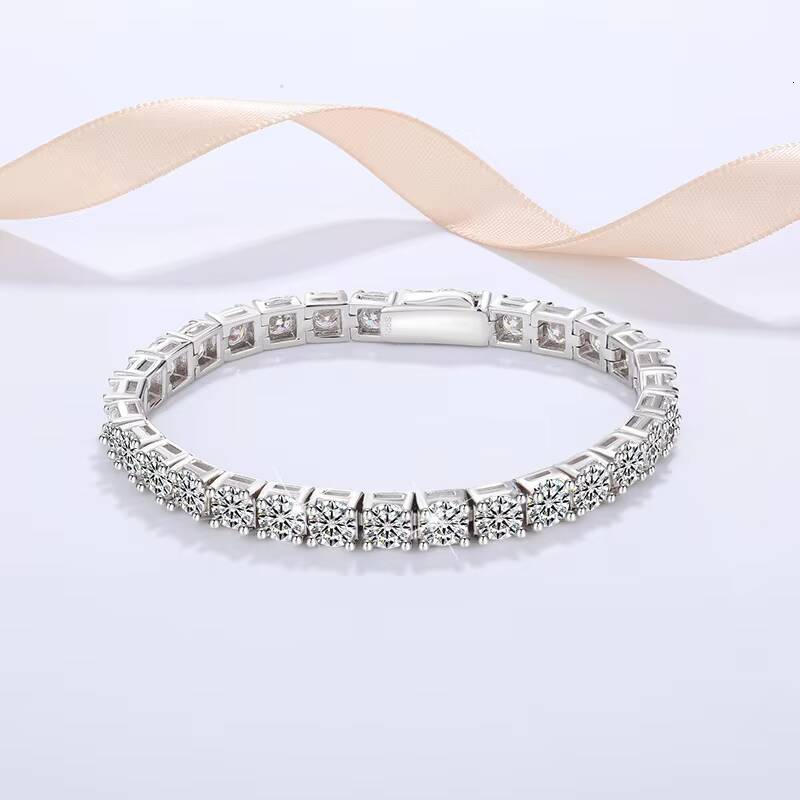 Drop Shipping 925 Silver Plated 18K Gold Moissanite Tennis Bracelet Hand Jewelry Wholesale for Men and Women
