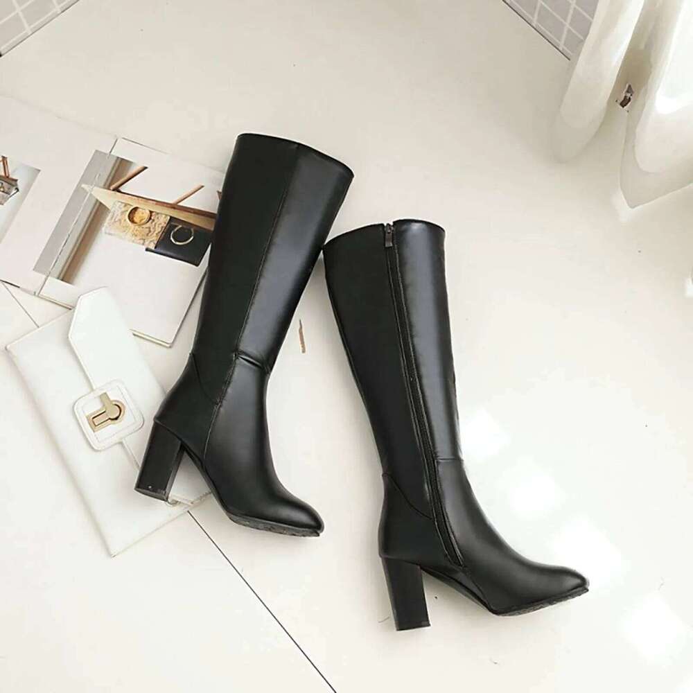 Autumn And Winter Women'S Fashion Soft Leather Back Zipper Long Ladies Comfortable Knee High Boots Botas Mujer