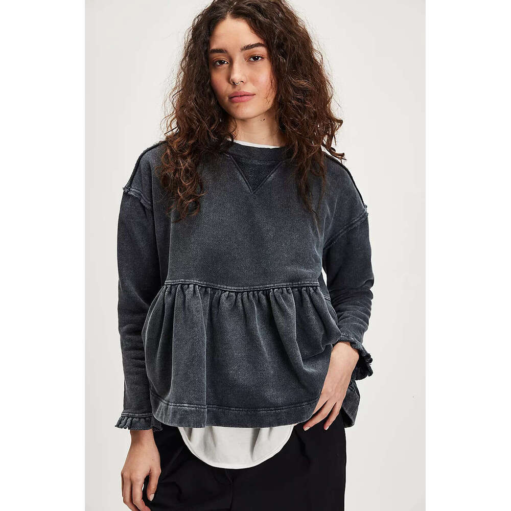 Autumn Winter New Women's Long Sleeve Doll Outfit Loose Top with Ruffled Cuffs Sweatshirt