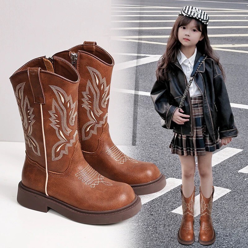 Autumn and Winter New Women's Western Cowboy Boots Multi functional Retro Children's Martin Boots Northwest Wind Grassland Boots Fashion Des
