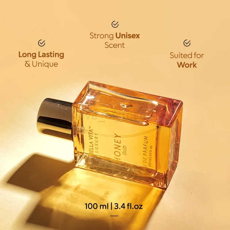100ml Arab Perfumes BellaVita Luxury Honey Oud Eau de Parfum Spray Unisex Lasting Wood Pheromones Perfume Cologne Gifts Z250928